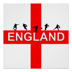 Poster Angleterre Rugby Saint George Homme Silhouettes