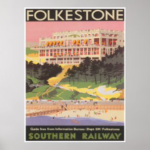 Poster Angleterre Travel Print, Folkestone Angleterre