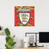 Poster Angleterre Trois Lions Bouclier (Bureau à domicile)