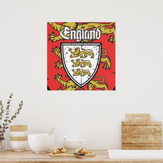 Poster Angleterre Trois Lions Shield (Cuisine)