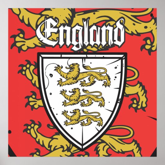 Poster Angleterre Trois Lions Shield (Devant)