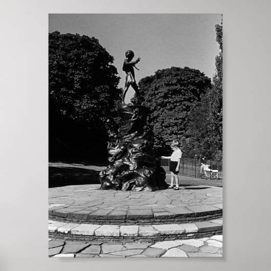 Poster Angleterre vintage Londres Peter Pan statue Kensin (Devant)