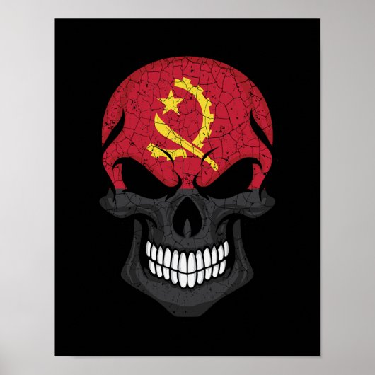 Poster Angola Drapeau crâne souriant (Devant)