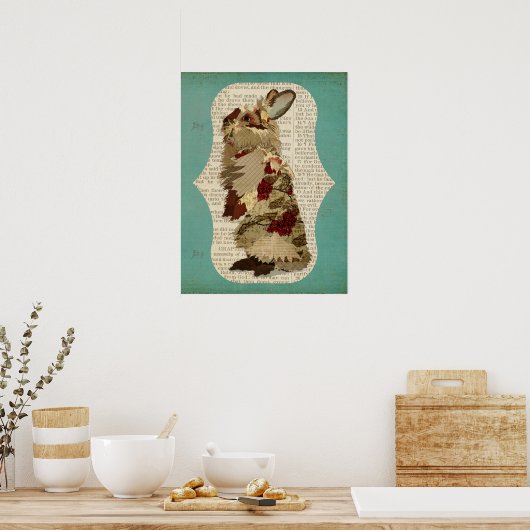 Poster ANGORA RABBIT RETRO Art (Cuisine)