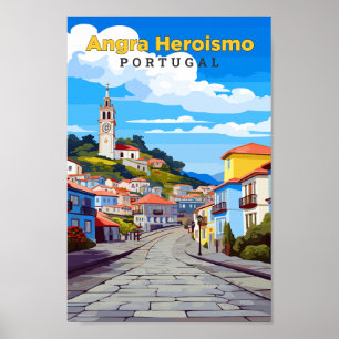 Poster Angra Heroismo Portugal Travel Art Vintage