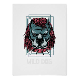 Poster Angry Dog Logo | Spiked Collar Bulldog Artwork