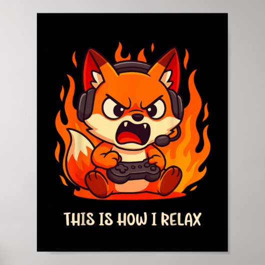 Poster Angry Gamer Kitsune Fox C'Est Comme Ça Que Je Rela (Devant)