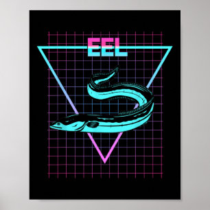 Poster Anguille Poisson Esthétique Rétro Style Pêche à l'