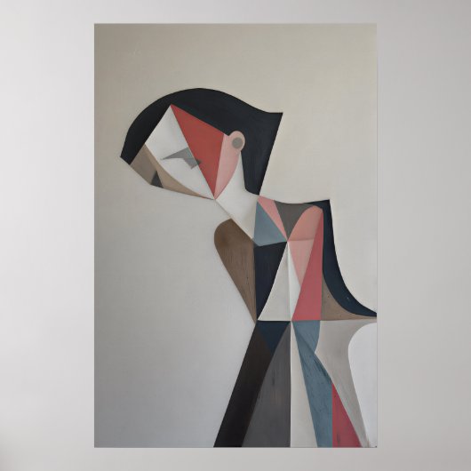 Poster Angular abstract portrait using blush (Devant)