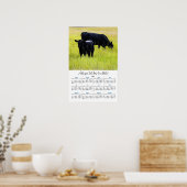 Poster Angus noir dans l'herbe jaune Calendrier mural 201 (Cuisine)
