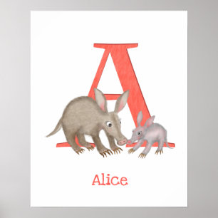 Poster Animal ABC A est pour l'impression aardvark