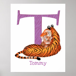 Poster Animal ABC T est pour l'impression de tigre