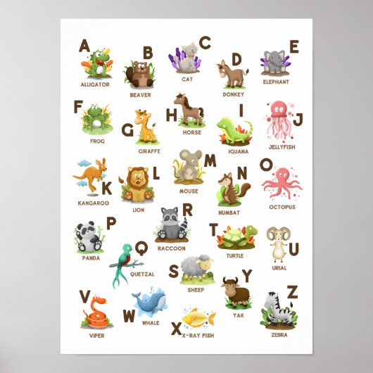 Poster Animal Alphabet ABC Classroom Émission éducative (Devant)
