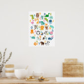 Poster Animal Alphabet Enfants Nursery Home École classe (Cuisine)