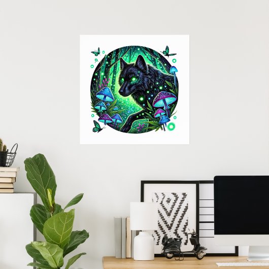 Poster animal amateur de loups cool (Bureau à domicile)