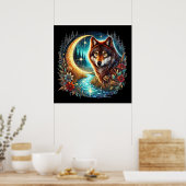 Poster animal amateur de loups cool (Cuisine)