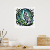 Poster animal amateur de loups cool (Cuisine)