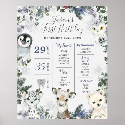 Poster Animal arctique Onederland 1er anniversaire Milles (Devant)