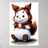 Poster Animal confortable avec Café | Art AI (Devant)