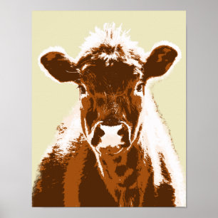 Poster Animal de ferme à la vache Brown