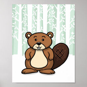 Poster Animal de la forêt Castor