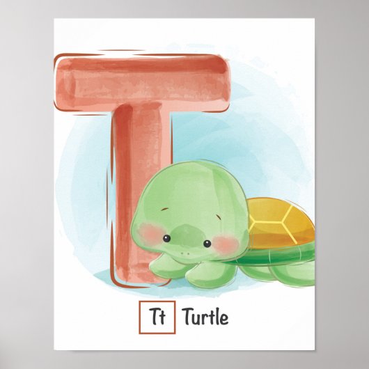  Poster animal de la tortue blanche mignonne (Devant)