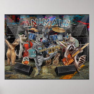 Poster Animalz Live ! Animaux jouant d'istruments musicau
