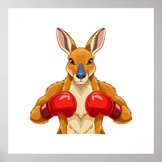 Poster Animated kangaroo with red boxing gloves  (Devant)