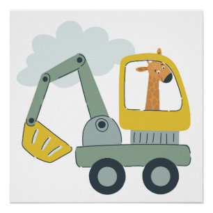 Poster Animaux adorables dans une pépinière de camion Imp