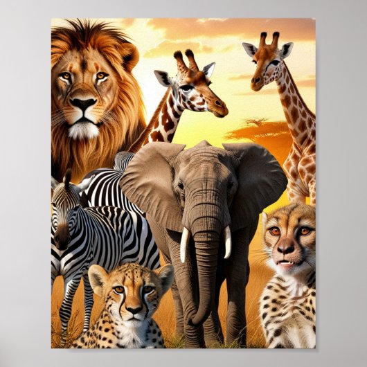 Poster Animaux africains (Devant)