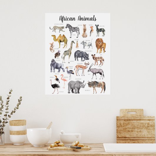 Poster Animaux africains | Formation en classe (Cuisine)