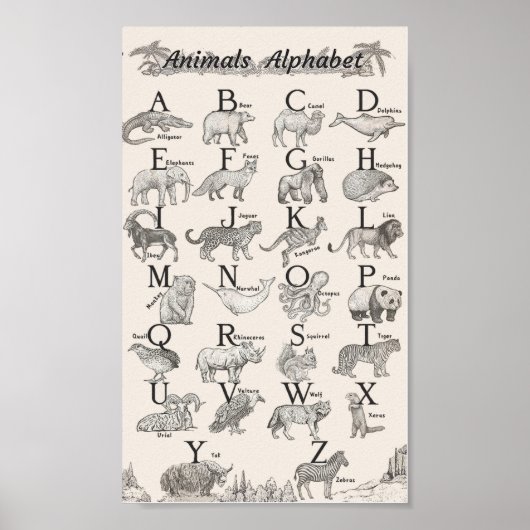 Poster Animaux alphabet éducatif (Devant)