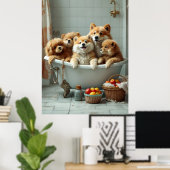 Poster Animaux amusants dans la baignoire (Bureau à domicile)