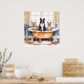 Poster Animaux amusants dans le bain (Cuisine)