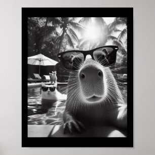 Poster Animaux Amusants Piscine Capybara Selfie Avec Ca