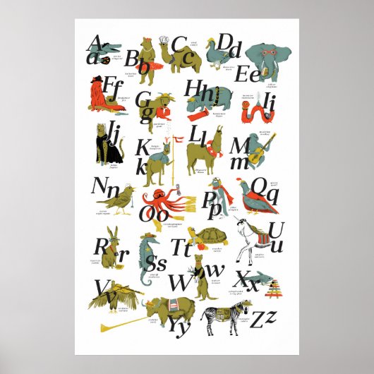 Poster Animaux avec profession Alphabet (Devant)