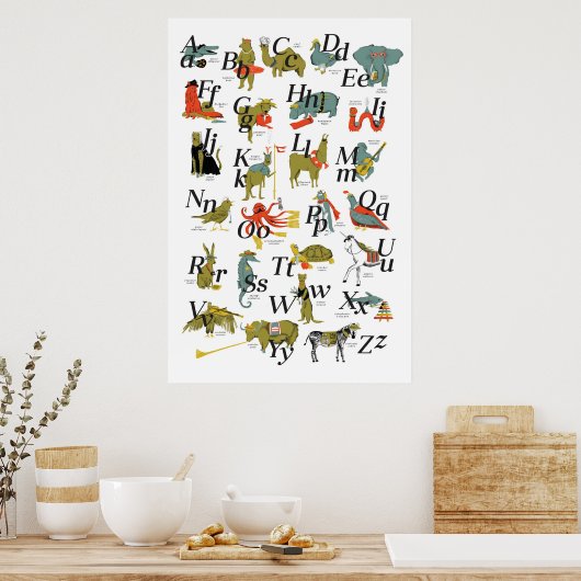 Poster Animaux avec profession Alphabet (Cuisine)