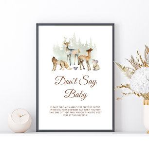 Poster Animaux Bois Ne dites pas Bébé Signal