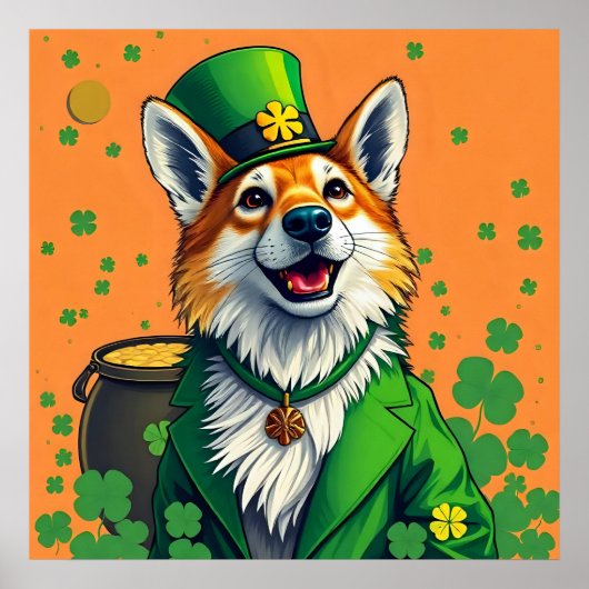Poster Animaux chanceux déguisés - Saint Patrick’s Day Fu (Devant)