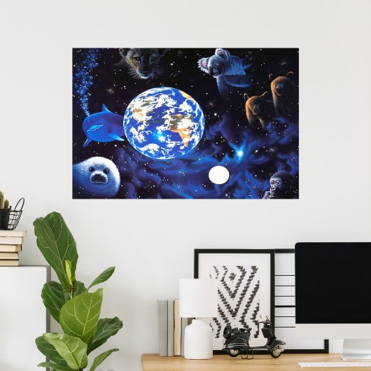 Poster Animaux dans l'espace (Bureau à domicile)