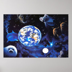Poster Animaux dans l'espace