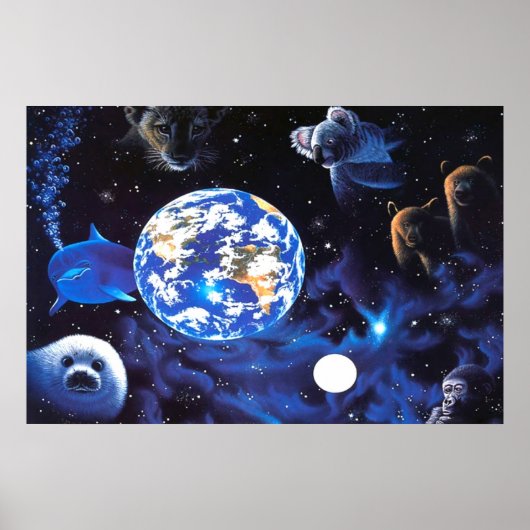 Poster Animaux dans l'espace (Devant)