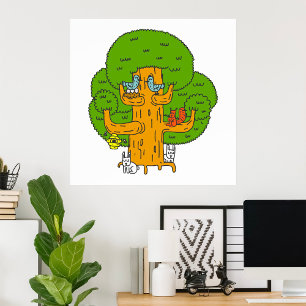 Poster Animaux Dans Un Arbre