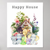 Poster Animaux de bébé mignons et leur maison heureuse |  (Devant)