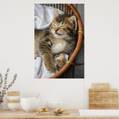 Poster Animaux de bébés cutest | Cute Tabby Chat Dormir (Cuisine)