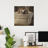 Poster Animaux de bébés cutest | Hérisson dans un panier (Bureau à domicile)