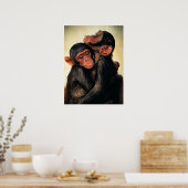 Poster Animaux de bébés cutest | Hug de chimpanzé (Cuisine)