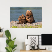 Poster Animaux de bébés cutest | Mère Ours & Cubs (Bureau à domicile)