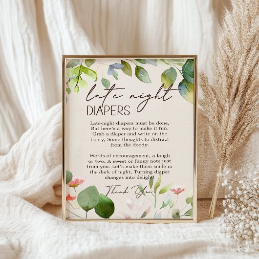 Poster Animaux de bois Baby shower couche nocturne tardiv