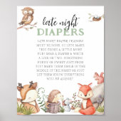 Poster Animaux de bois Baby shower couche nocturne tardiv (Devant)